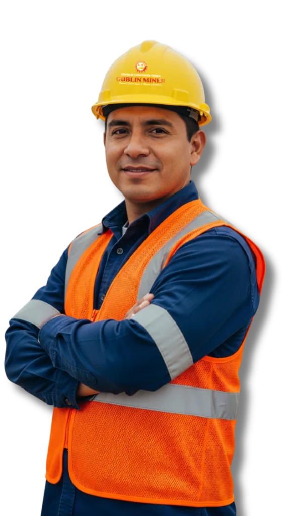 Hombre latino con uniforme de maquinaria pesada levantando el pulgar como señal de aprobación